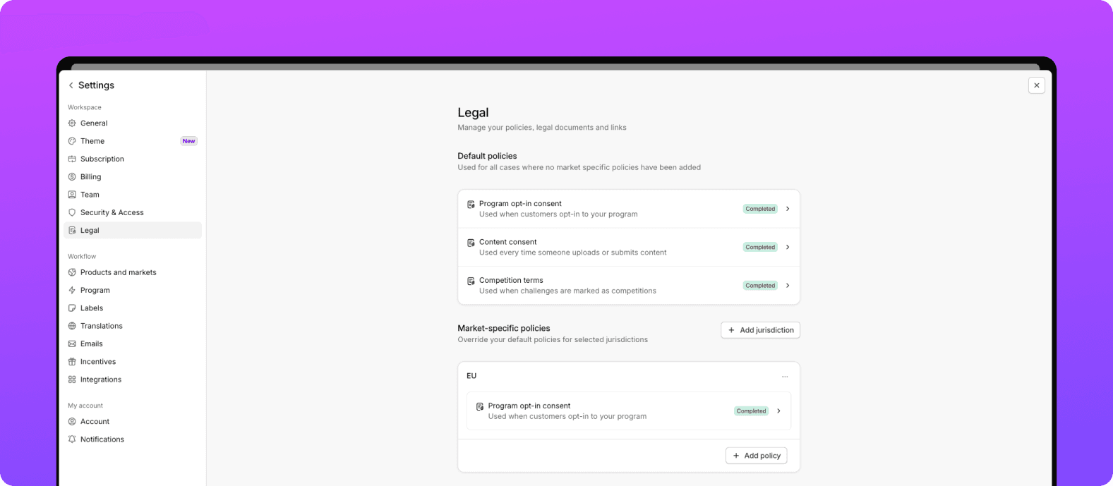 Translations & localized legal policies