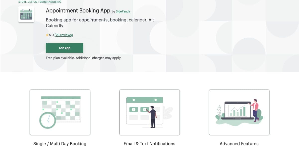 Screenshot of Appointo's page on Shopify App store