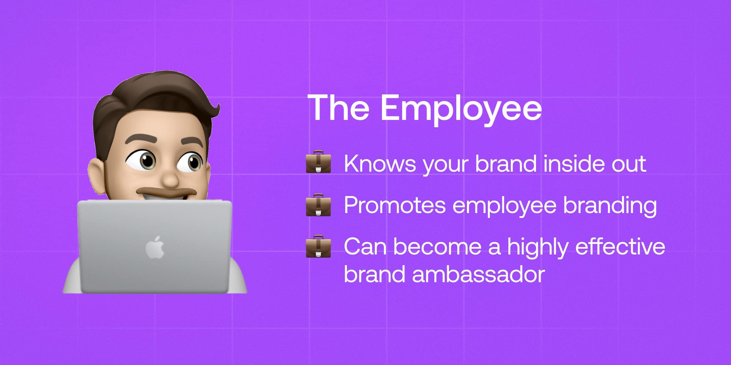 a memoji with a smiling man and a macbook