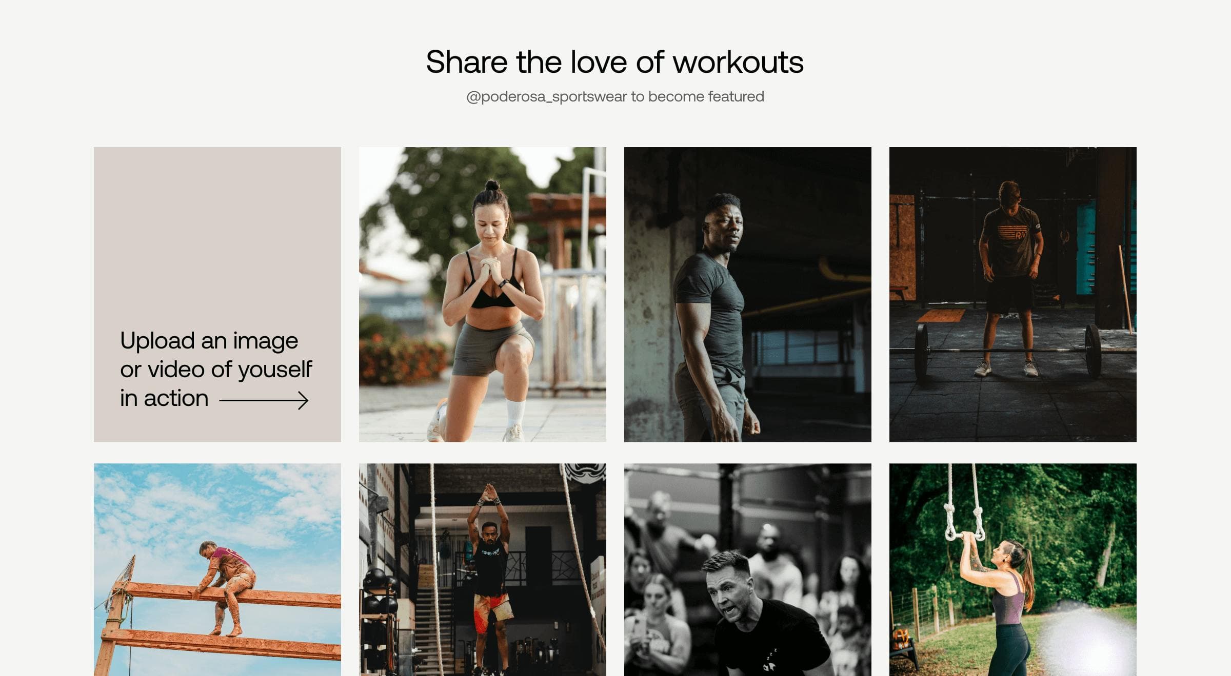 cevoid ugc gallery widger for poderosa sportswear brand