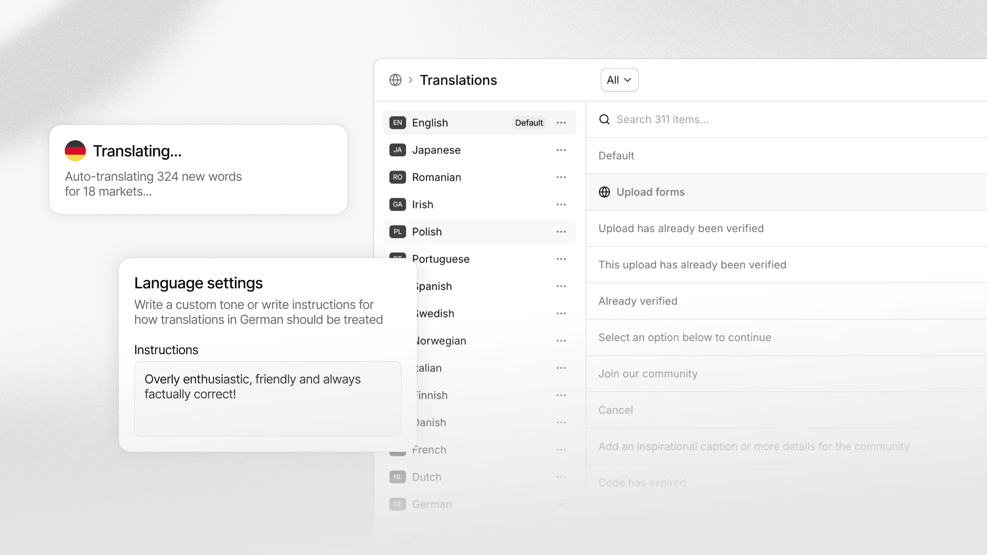 Automatic translation of your content
