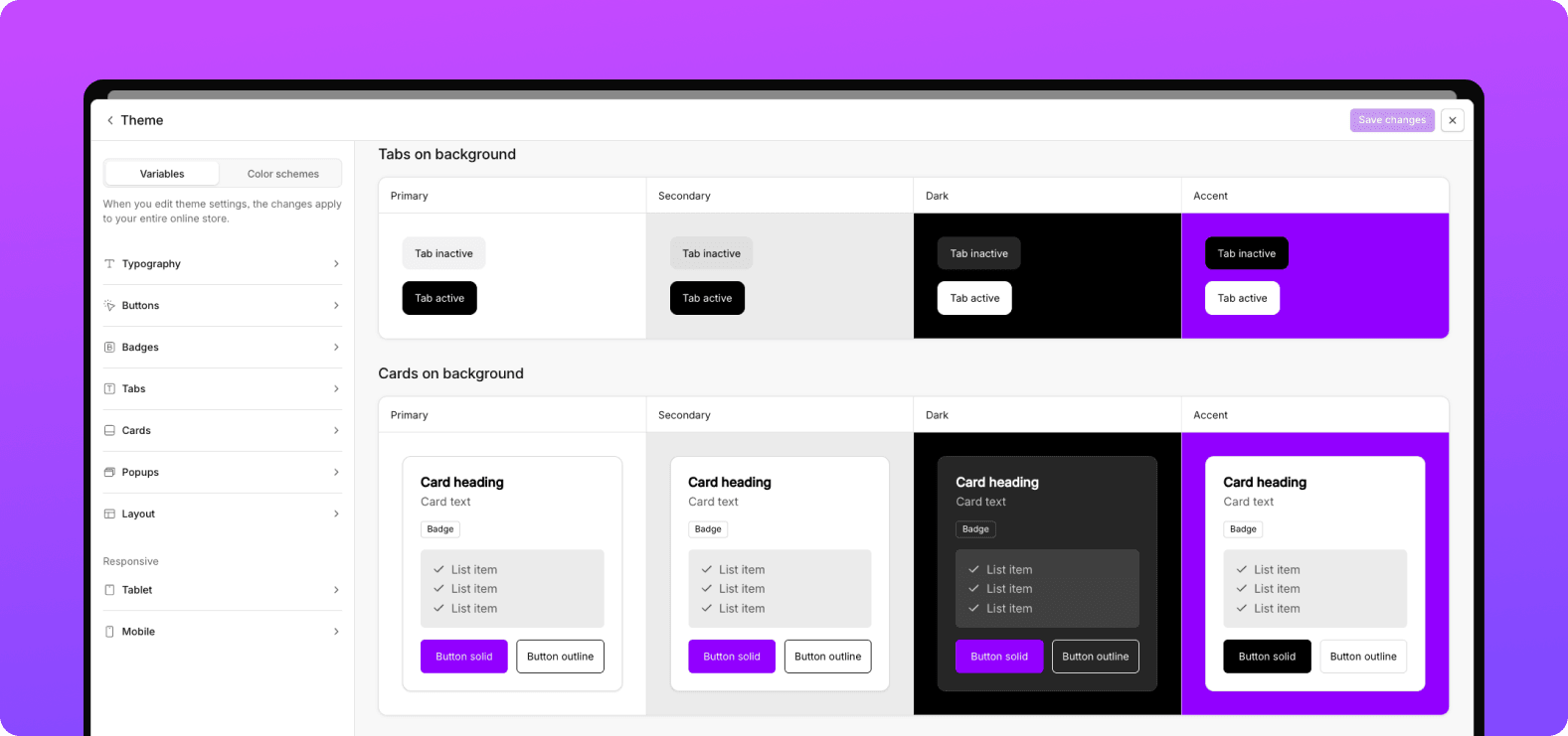 Widget design theme