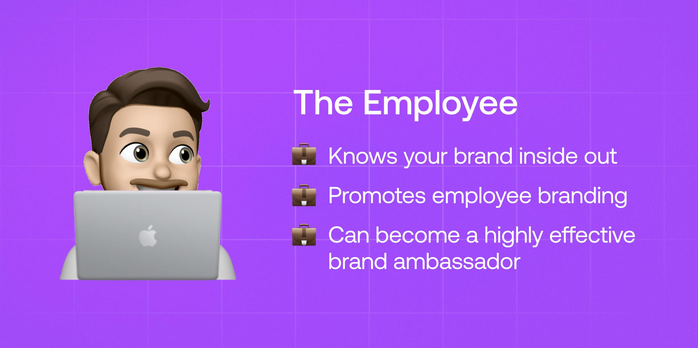 a memoji with a smiling man and a macbook