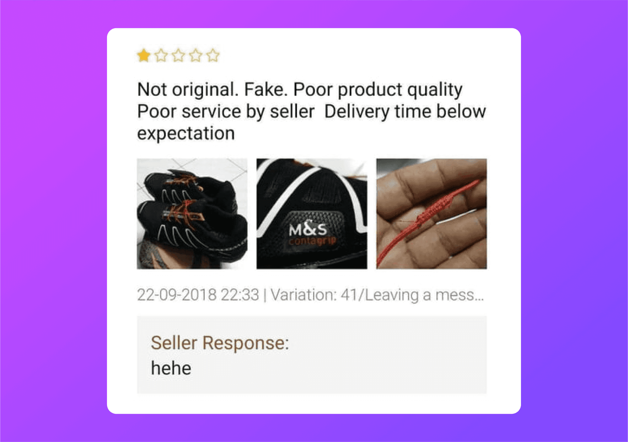 screenshot of a bad amazon review