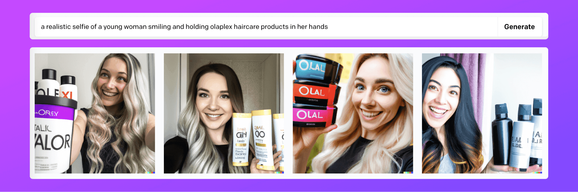 dalle photo generator of a young woman smiling