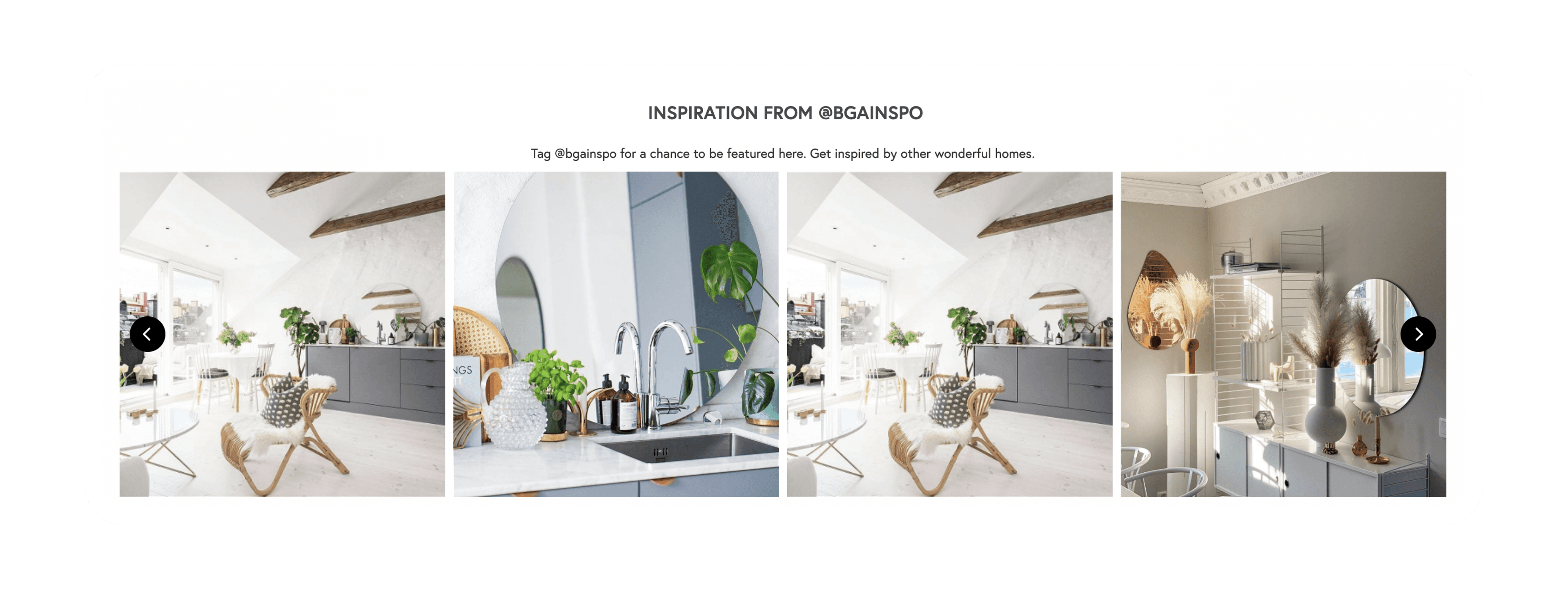 bga frames user generated content with mirrors on walls and home decor